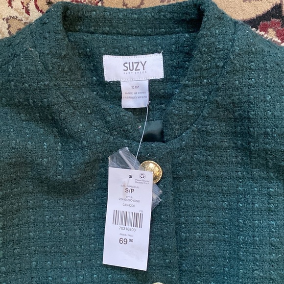 NWT Suzy Sheir Blazer Jacket in Dark Green - size Small - Picture 3 of 3